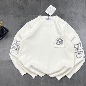Loewe Cream Sweatshirt with Gray Embroidery